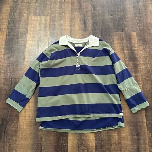 Free People NWT Peyton Rugby Tee in Army Navy Combo Size XS - Picture 9 of 14